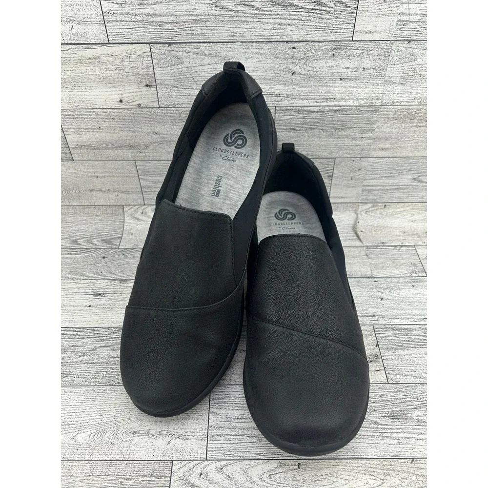 Clarks Cloudsteppers Sillian Paz‎ Black Slip On Loafers Women Size 9.5 M